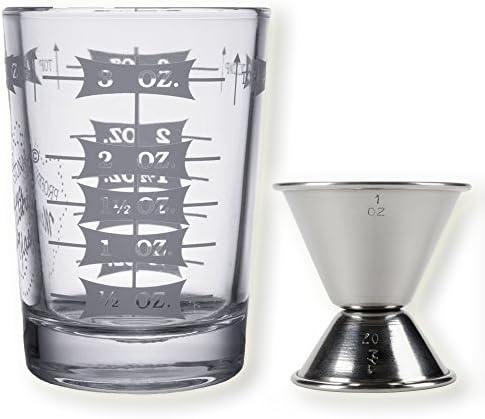 Professional tempered glass measuring cup 4 oz. bar &amp; kitchen mini shot tool w/ cocktail double jigger