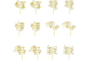 AROKIPPRY 12 PCS Mother's Day Cake Topper,Acrylic cake Decoration,Best Mom Ever,Mother's Day Party Decoration supplies (Acrylic 12)