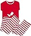 Faithtur Christmas Pajamas Unisex Adult Seasonal Sets Stripes Pyjamas Sleepwear (Label L, Red)
