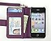 Navor Folio Wallet Case for iPhone 4 4S Pockets for Cards & Money, Clear Window Slot for License ID (Purple)