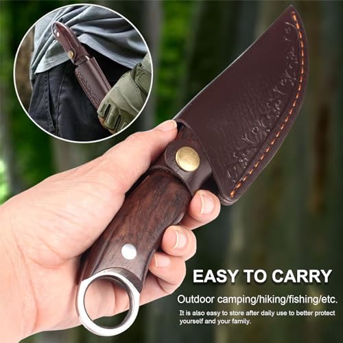 10MOONS Survival Hunting Knife with Sheath, 8.5-inch Fixed Blade Tactical Knife and Non-Slip Ergonomic Handle for Camping, Outdoor, Bushcraft