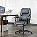 Komene Luxurious Executive Office Chair, High-Back Leather Computer Desk Chairs with Flexible Rocking System and Thickened Armrests with Padded, Dark Grey