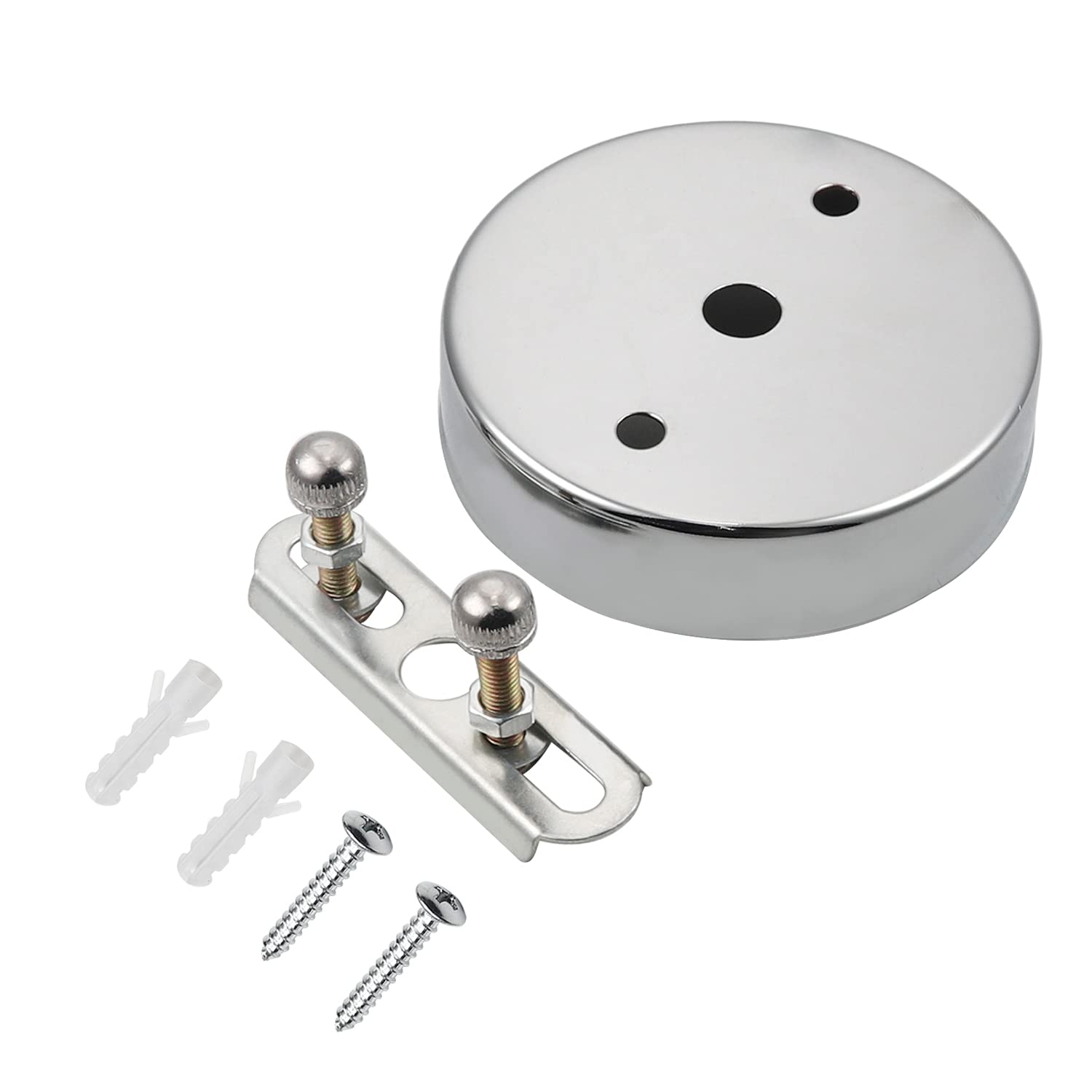 Othmro Pendant Light Fitting, Ceiling Rose Light Holder 3.15"/8cm Dia, Ceiling Pendant Plate Holder for Hanging Lamps and Lanterns - Chrome 1pc