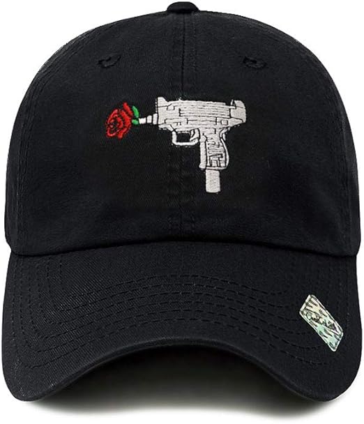 black baseball cap with rose