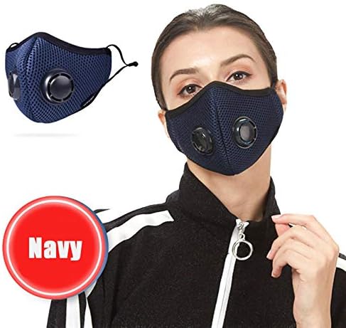 Anti Pollution Filter Mask Breathing Mask Washable Respirator Air Filter (Navy)