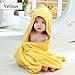 Kids Baby Hooded Towel with Bear Ear , Soft and Thick 100% Cotton Bath Set for Girls, Boys, Infant and Toddler, 0-6 Years Old (Yellow)