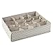 iDesign Chevron Fabric Closet and Dresser Drawer Storage Organizer, for Underwear, Socks, Bras, Tights, Leggings, 16 Compartments, Taupe and Natural