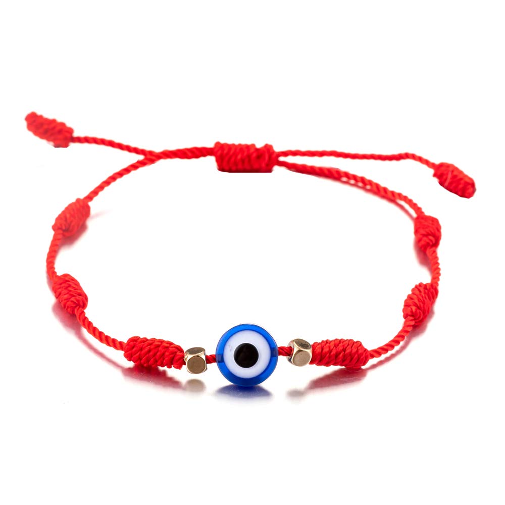 kelistom Handmade String Evil Eye Bracelet for Women Men Girls Boys Black Red Thread Adjustable Bracelets Minimalist Jewelry