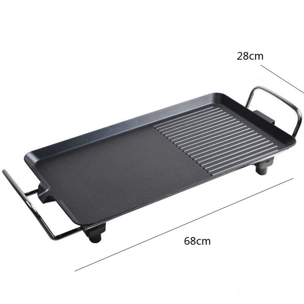 Electric Griddle Grill, Family Indoor BBQ, waterproof Smokeless Coated Non-Stick Griddle Pan, 5-Level Control with Adjustab le Temperature, for Camping Indoor Outdoor Parties (68CM*28CM)