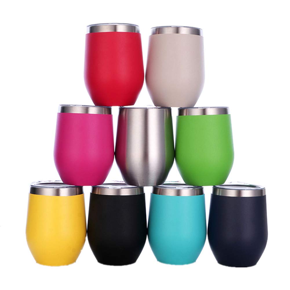 Gteller 12 oz Stainless Steel Wine Tumbler Stemless Glasses with Lid, Double Wall Insulated Travel Mug Perfect for Wine, Coffee, Drinks, Champagne, Cocktails (Green) — image 1