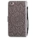 A-slim iPhone 6S Plus Wallet Case, (TM) Sun Pattern Embossed PU Leather Magnetic Flip Cover Card Holders & Hand Strap Wallet Purse Case for iPhone 6 Plus / 6S Plus [5.5 Inch] - Gray