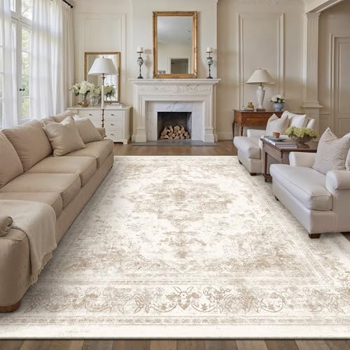 HUGEAR Creme Vintage Teppich Wohnzimmer 300x400cm Waschbar