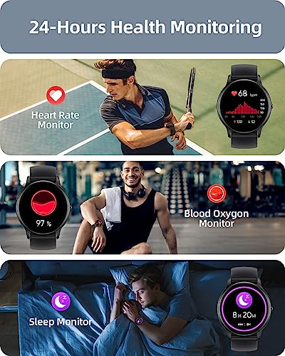 Parsonver Smart Watch Answer/Make Call, Fitness Watch for Men Women, Smartwatch IP68 Waterproof, 100+ Sport Modes, Heart Rate/Sleep Monitor, Fitness Watch for Android and iOS, Black, SPROD1