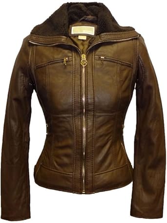 michael kors zip front leather jacket
