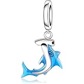 Whale Bead Charm for Jewelry Making - 925 Sterling Silver Cute Sea Animals Hammerhead Whale Dangle Pendant Charm Gifts for Women Necklace & Bracelet