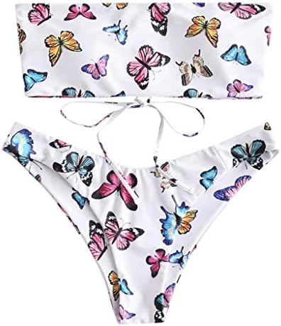 Ladies Butterfly Print Split Swimsuit 