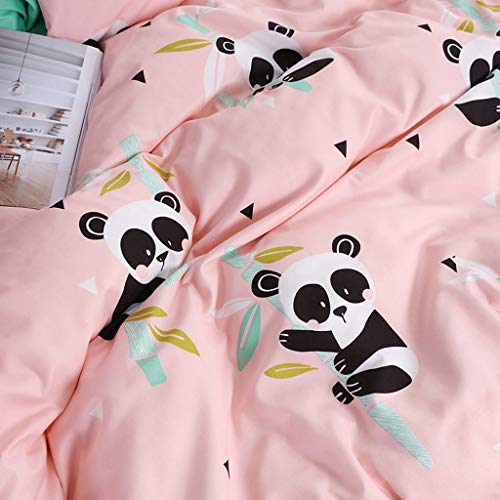 Fan-Ling Little Panda Printed Bedding Set of 4, Bedding Deluxe Family Set Sheet Quilt Pillowcase, Full Size Four Pieces,Including 1X Quilt Cover,2X Pillowcase,1X Bed Sheet (B)