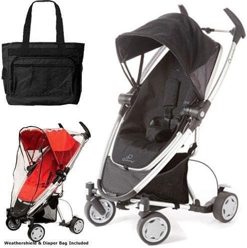 Quinny Zapp Xtra Stroller with Diaper Bag and Weathershield - Rocking Black