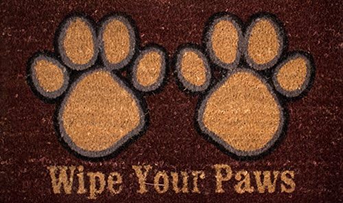 "Wipe Your Paws" Welcome Mat, Coir Fiber with anti-slip PVC backing, 17.75"x 29.75"