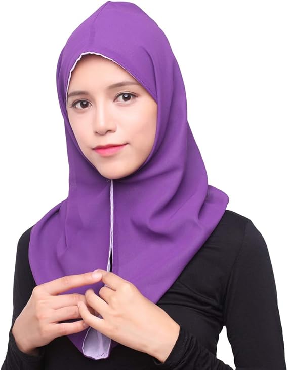 Amazon バロンホンムスリム両側ヒジャーブキャップアラブ女性ヘッドスカーフハット 紫 M スカーフ 通販