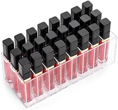 Lip Gloss Holder Organizer, Elala 24 Spaces Clear Acrylic Makeup Lipgloss Display Case Lipstick Holder Organizer