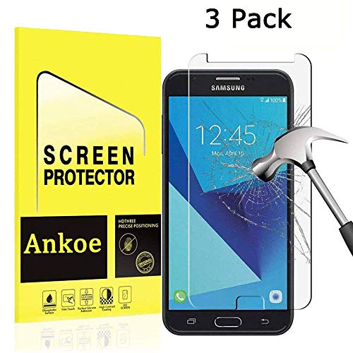 Samsung Galaxy J7 2017 Screen Protector, Ankoe Bubble Free Ultra-thin Crystal Clear Scratch Resistant Tempered Glass Screen Protector for Samsung J7 V/J7 Perx/J7 Sky Pro/J7 2017 [5.5 Inch] (3 Pack)