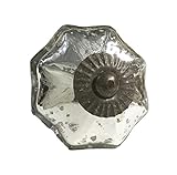 Antique Silver Mercury Glass Distressed Dresser Knob, Cabinet Pull