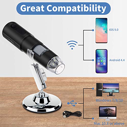 Purada Wireless Digital Microscope,WiFi Handheld USB Microscope 50X to 1000X Zoom Magnification