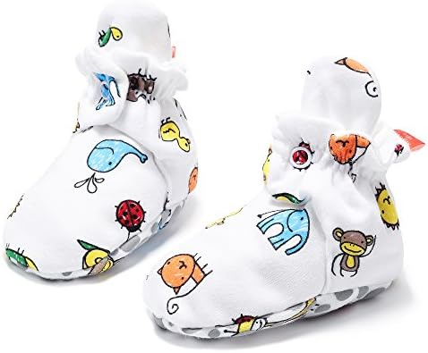 Unisex Baby Newborn Cozie Cotton Bootie Baby Boys and Girls Shoes Socks with Non-slip Mat