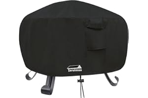 Taruimoo Fire Pit Cover Round for Fire Pit 22- 48 Inch,Outdoor Full Coverage Patio Round Firepit Cover with Built-in Vents ,Waterproof Dustproof Anti UV and Tear Resistant (44" D x 24" H)