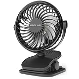 OPOLAR Battery Operated Fan, Clip on and Desk Fan, Personal Portable Fan with 4 Speeds, Rechargeable, 360 Degree Rotation, 2200mAh Battery, Powerful Wind for Baby Stroller,Outdoor Activity, Office