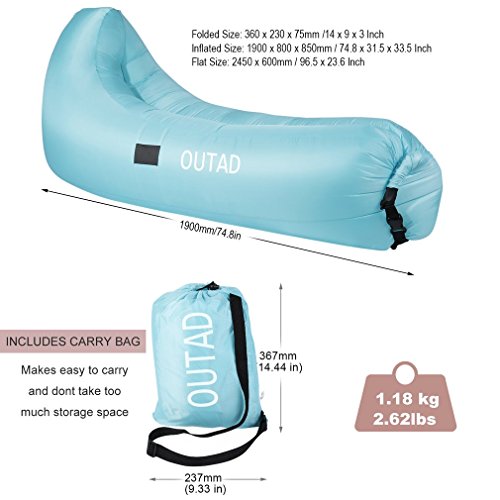 Inflatable Lounger Sofa Sleeping Bag,OUTAD Compression Air Beds,Portable Chair,Air Mattresses Beds.Ideal for Lounging, Camping, Beach, Fishing, Kids, Chilling, Parties, Swimming Pools (blue)