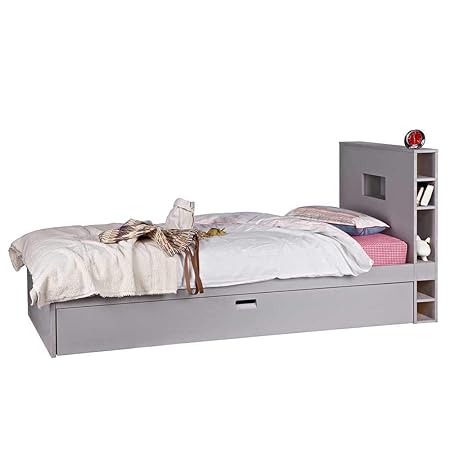 Pharao24 Kojenbett in Hellgrau Kiefer Massivholz