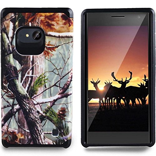 Lumia 730 / Lumia 735 Case - Armatus Gear (TM) Slim Hybrid Armor Case Dual Layer Shockproof Phone Cover For Microsoft Nokia Lumia 730 / Lumia 735 Hunting Camouflage - Pine Forest Camo