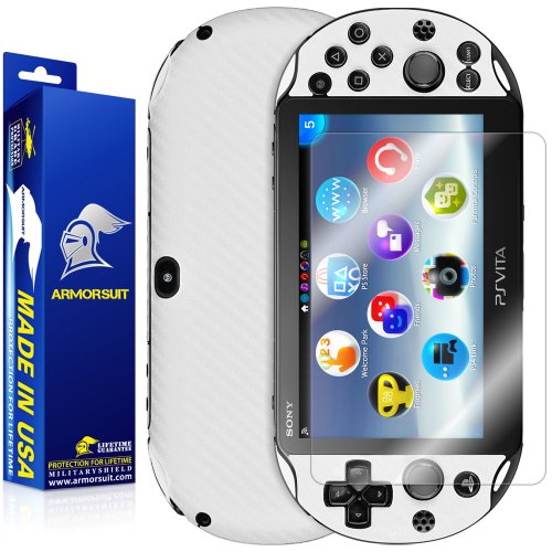 ArmorSuit MilitaryShield - Playstation Vita Slim (2014) Screen Protector + White Carbon Fiber Full Body Skin Protectorw/ Lifetime Replacements