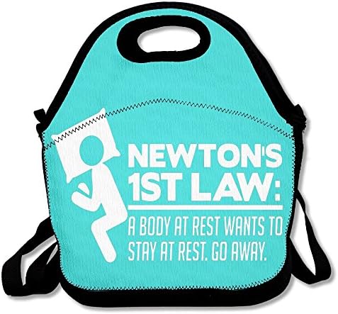 The Newton's 1st Law Mint Green Lunch Bags Insulated Travel Picnic Lunch Box Tote Handbag With Shoulder Strap For Women Teens Girls Kids Adults