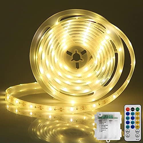 LED Strip Lights Battery Operated, 9.8Ft 2700K Light Strip with Remote Dimmable Memory Function