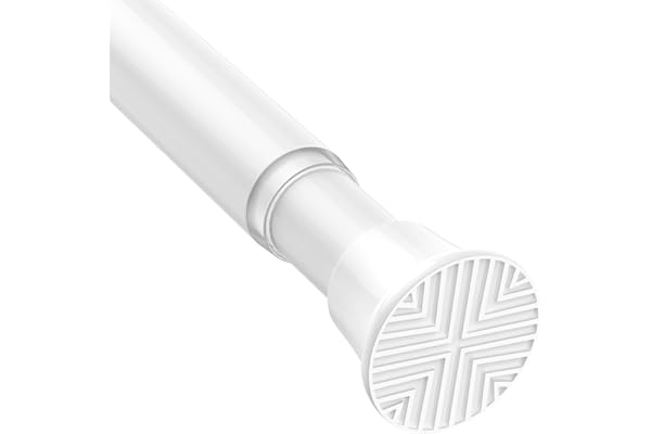 MEXAU White Tension Curtain Rods18 to 36 Inch,Small Curtain Rods No Drilling,Short Tension Rod,Adjustable Spring Rod for Wind