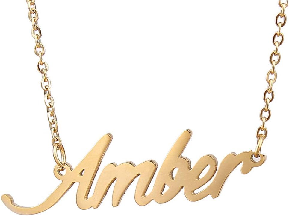 AIJIAO Unisex Personalized Nameplate Necklace Pendant My Name Custom Of Stainless Steel