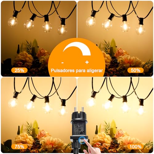 GIACOMO Outdoor String Lights 10 m G40 Outdoor String Lights with 11 LEDs, IP44 Waterproof Fairy Lights Outdoor and Indoor Deco for Garden, Patio, Party, Terrace, Party