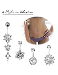 Piercing de ombligo de acero FIBO 8-10 piezas, 0.49 oz, para mujer, niña, para el ombligo, para el cuerpo, 0.49 oz