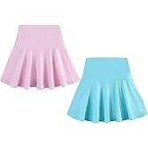 2 Pack Toddler Girls Butterfly Skorts Built in Shorts with Pockets Kids Elastic Skirts for Tennis Golf 10-12 Years Lilac/Blue