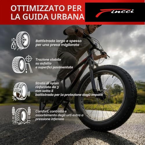 Fincci Pavex Pair of Tyre 20 x 4.0 Fat Bike Puncture-proof – 2 Fat Bike Tyres 20 x 4 Folding Nylon 3 mm 27 TPI 100-406 – for E-Bike, Folding, Urban, City