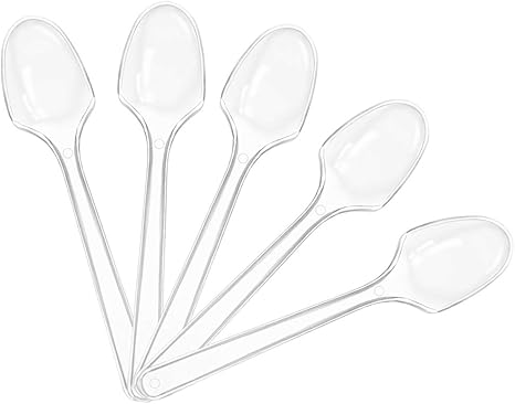 Amazon Co Jp Bestomz 使い捨てスプーン ミニスプーン 透明プラスチック 業務用 パーティー使い捨て食器 12cm 100本入り ホーム キッチン