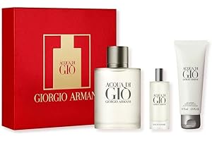 Acqua Di Gio by Giorgio Armani 3 Piece Perfume Gift Set for Men (3.4 oz Eau De Toilette Spray + 0.5 oz. Eau De Toilette Spray + 2.5 Shower Gel)