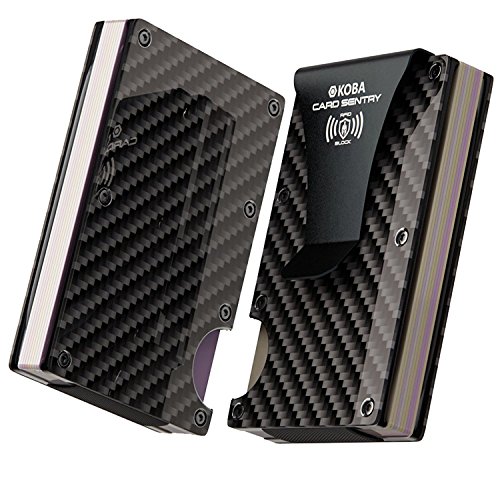 RFID Wallets for Men - Card-Sentry Money Clip Card Wallet Carbon Fiber - Minimalist Slim Armour - New Secure 2018 RFID Blocking Anti Theft Version