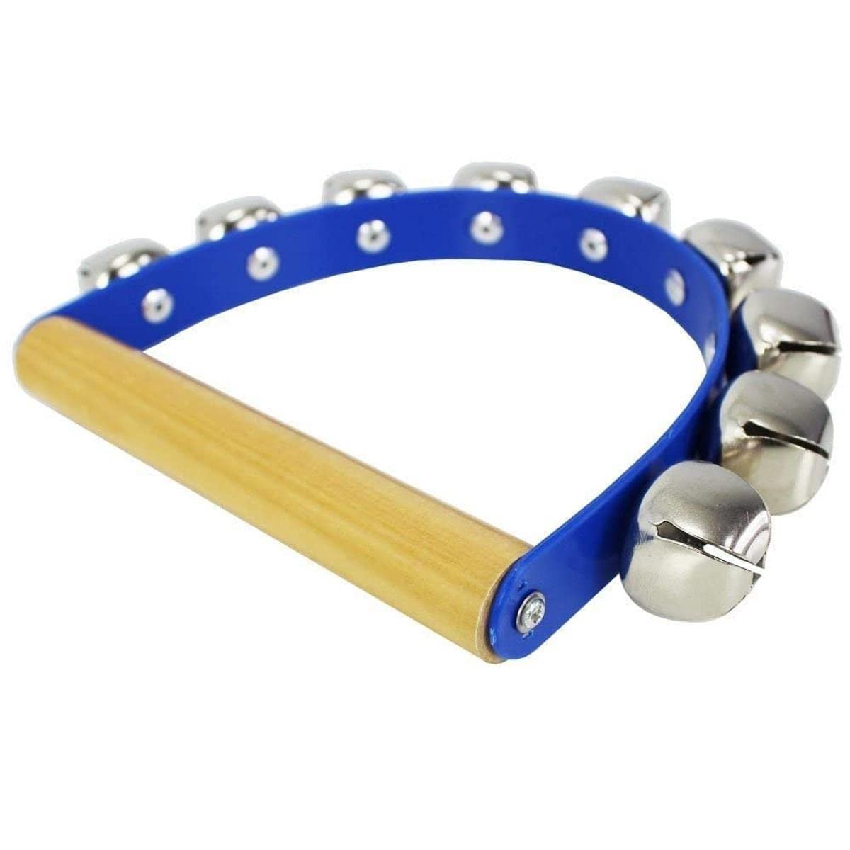 A-Star AP2202 9 Bell Jingle Shaking Sleigh Bell Handbell with Wooden Handle, Educational Percussion Instrument for Children, Silver