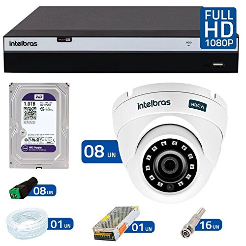 Kit 8 Câmeras de Segurança Full Hd 1080p Vhd 3220d G3 + Dvr Intelbras Full Hd + Hd para Gravação + Acessórios