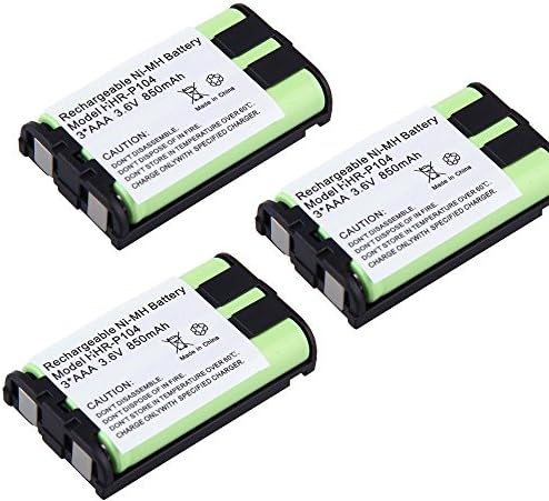High Performance HHR P104 HHR-P104A 850mAh 3.6V Home Cordless Phone Batteries Rechargeable Batteries for HHR-P104 P104A KX-FG6550 KX-TG2388B (Pack of 3)