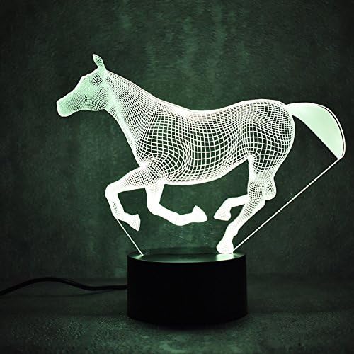 3D Horse Night Light USB Touch Switch Decor Table Desk Optical Illusion Lamps 7 Color Changing Lights LED Table Lamp Xmas Home Love Brithday Children Kids Decor Toy Gift
